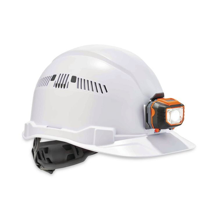Skullerz 8972LED Class C Hard Hat Cap Style with LED Light, Vented, 4-Point Ratchet, One Size Fits Most (6.5 to 8), White
