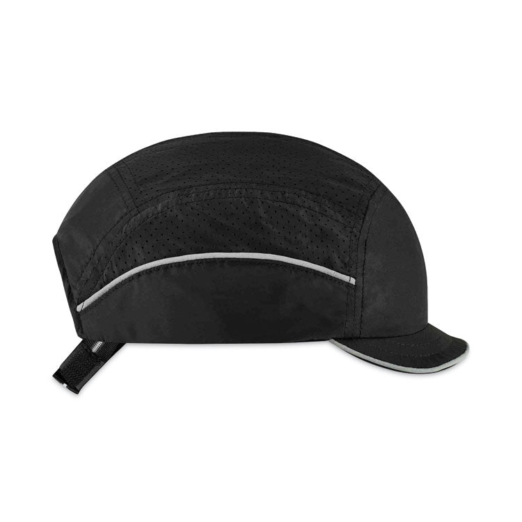 Skullerz 8955 Lightweight Bump Cap Hat, Micro Front Brim, 3X-Small to Large (Up to 7.5), 0.01" Insert, Black
