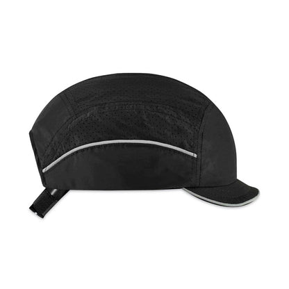 Skullerz 8955 Lightweight Bump Cap Hat, Micro Front Brim, 3X-Small to Large (Up to 7.5), 0.01" Insert, Black