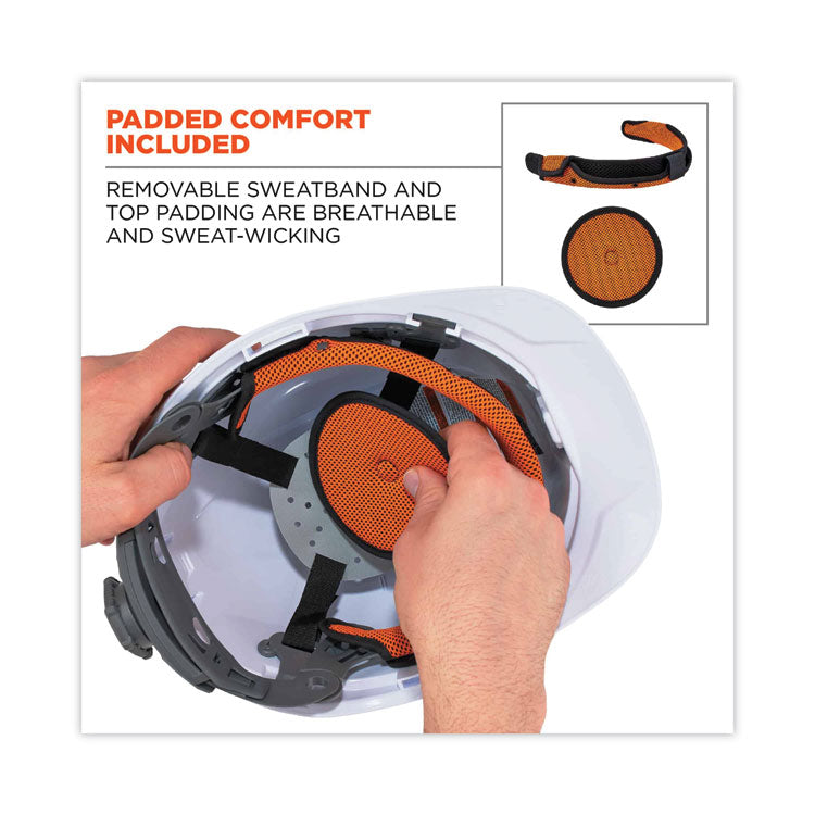 Skullerz 8972LED Class C Hard Hat Cap Style with LED Light, Vented, 4-Point Ratchet, One Size Fits Most (6.5 to 8), Orange