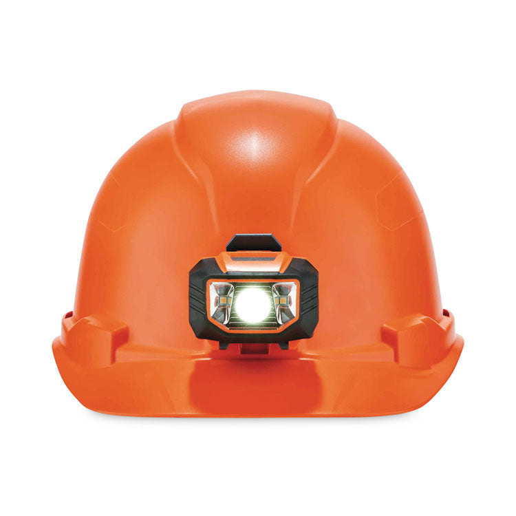 Skullerz 8970LED Class E Hard Hat Cap Style with LED Light, 4-Point Standard Ratchet, One Size Fits Most (6.5 to 8), Orange