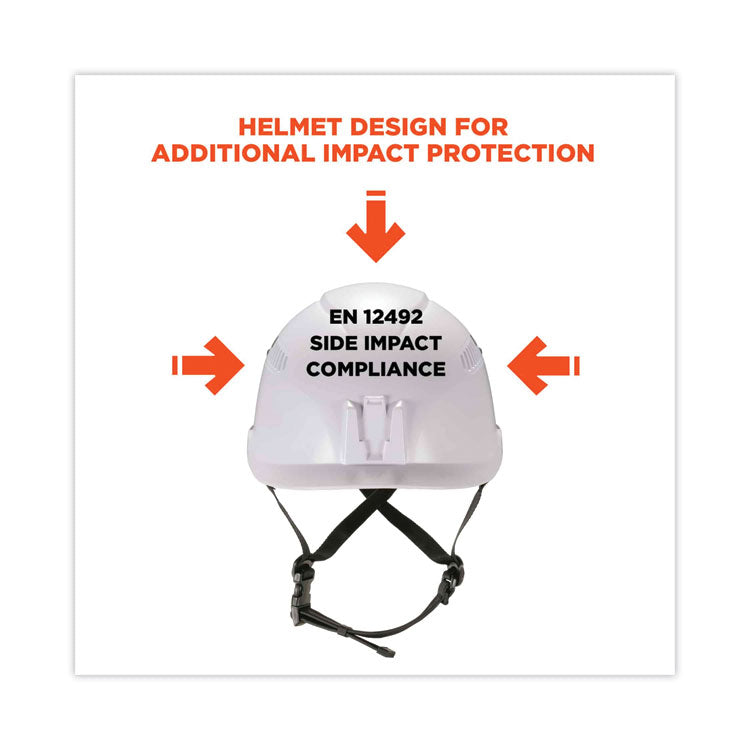 Skullerz 8975 Class C Safety Helmet, Vented, Micro Front Brim, 6-Point Standard Ratchet, One Size Fits Most (6.5 to 8), White