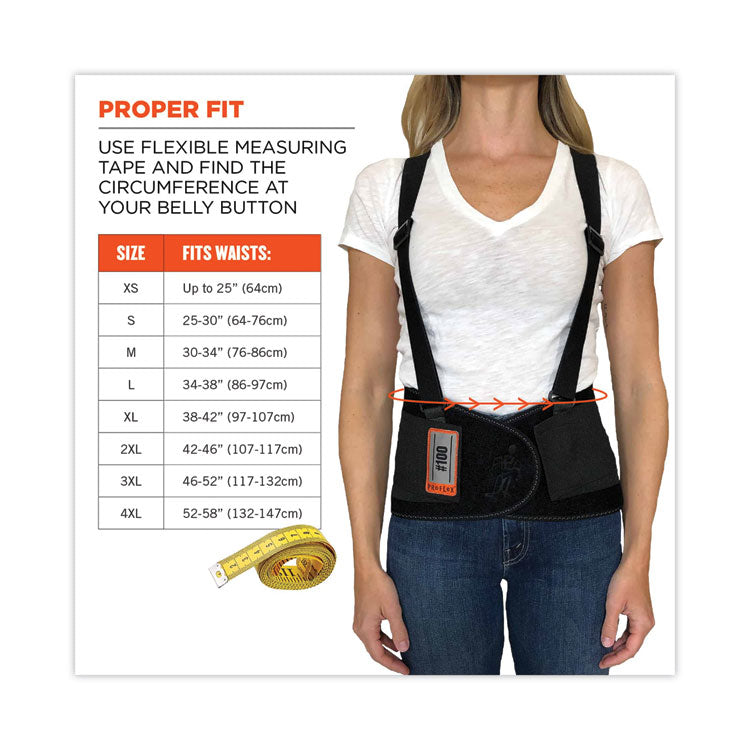 ProFlex 100 Economy Spandex Back Support Brace, 3X-Large, 46" to 52" Waist, Black