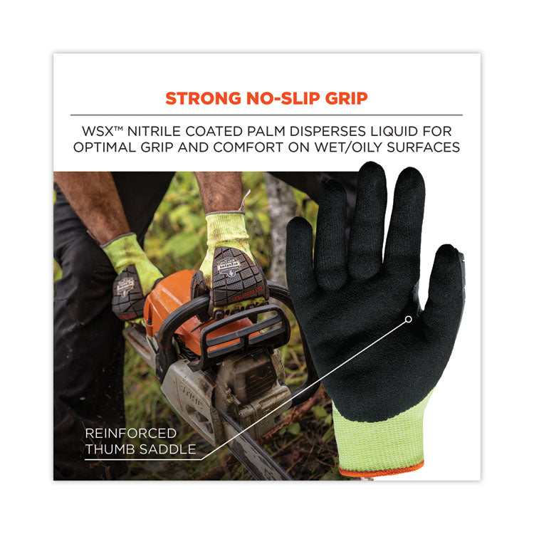 ProFlex 7141 ANSI A4 DIR Nitrile-Coated CR Gloves, EN388: 4X42DP, 9" Long, 2X-Large, Lime, Pair