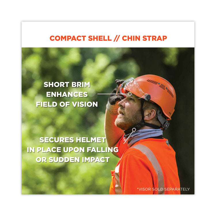 Skullerz 8975 Class C Safety Helmet, Vented, Micro Front Brim, 6-Point Standard Ratchet, One Size Fits Most (6.5 to 8), White