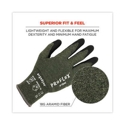 ProFlex 7042 ANSI A4 Nitrile-Coated CR Gloves, EN388: 4X41D, 9" Long, Large, Green, 12 Pairs