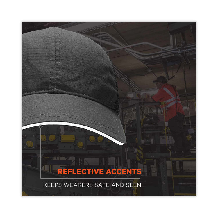 Skullerz 8946 Baseball Cap with Bump Cap Insert, Front Brim, One Size Fits Most, 0.01" Insert, Black