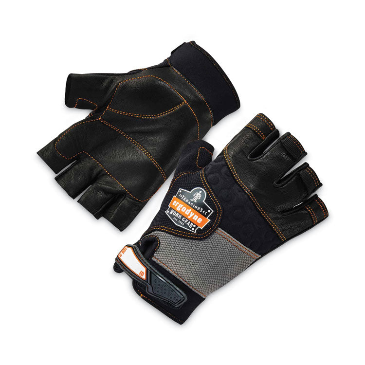 ProFlex 901 Half-Finger Leather Impact Gloves, EN388: 3122X, Medium, Black, Pair