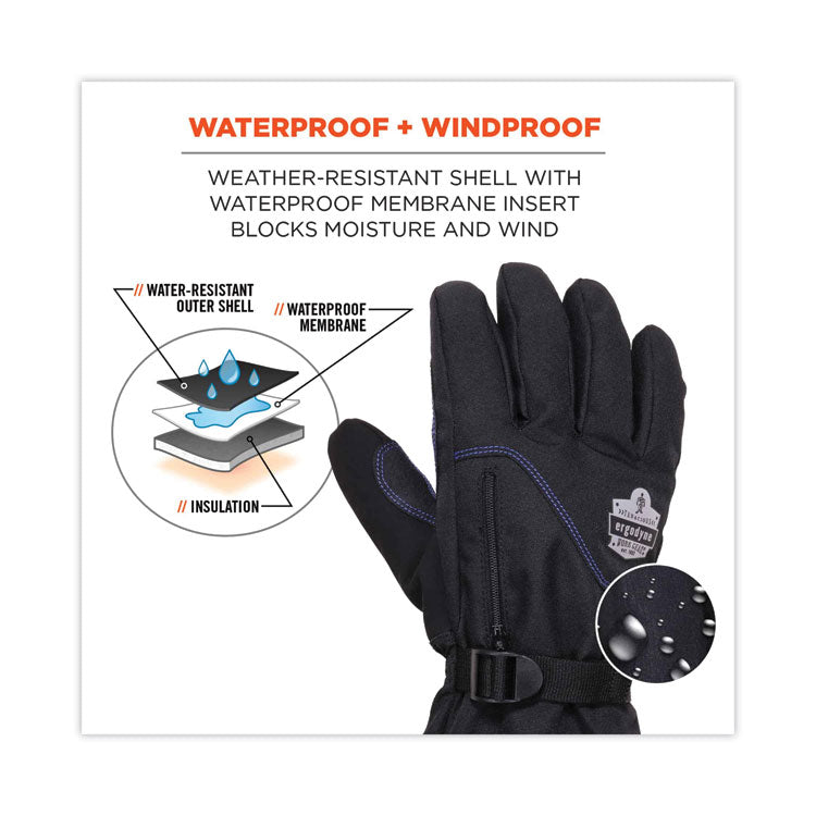 ProFlex 825WP Thermal Waterproof Winter Work Gloves, Medium, Black, Pair