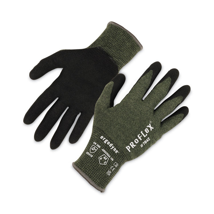 ProFlex 7042 ANSI A4 Nitrile-Coated CR Gloves, EN388: 4X41D, 9" Long, 2X-Large, Green, Pair