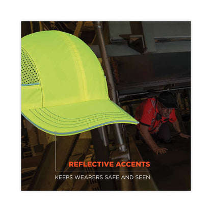 Skullerz 8950 Bump Cap, Long Front Brim, 3X-Small to Large (Up to 7.5), 0.01" Insert, Lime