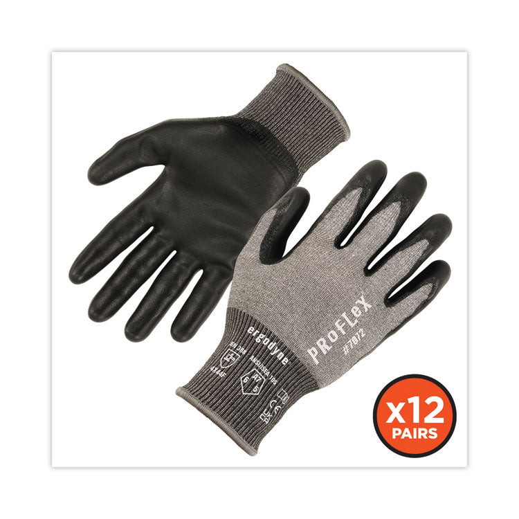 ProFlex 7072 ANSI A7 Nitrile-Coated CR Gloves, EN388: 4X44F, 9" Long, 2X-Large, Gray, 12 Pairs
