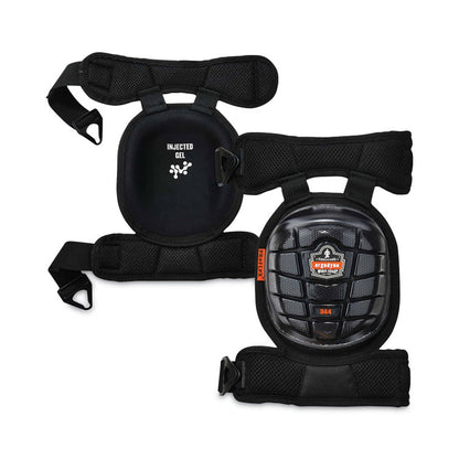 ProFlex 344 Injected Gel Knee Pads With Comfort Straps, Short Cap, Buckle Closure, Black, Pair