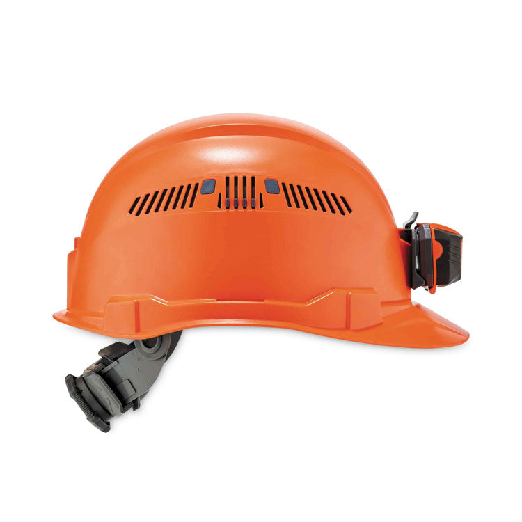Skullerz 8972LED Class C Hard Hat Cap Style with LED Light, Vented, 4-Point Ratchet, One Size Fits Most (6.5 to 8), Orange