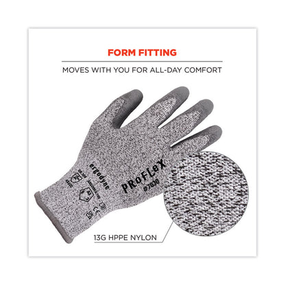 ProFlex 7030 ANSI A3 PU Coated CR Gloves, EN388: 4X42C, 9" Long, Small, Gray, 12 Pairs