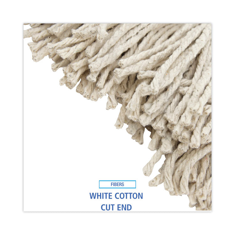 Premium Cut-End Wet Mop Heads, Cotton, 16 oz, White, 12/Carton
