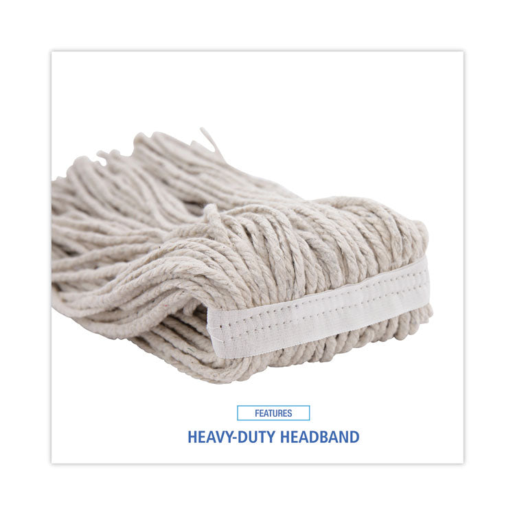 Premium Cut-End Wet Mop Heads, Cotton, 16 oz, White, 12/Carton