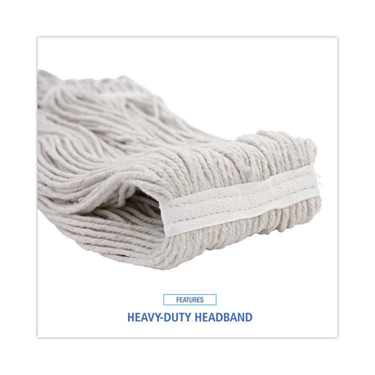 Premium Cut-End Wet Mop Heads, Cotton, 20 oz, White, 12/Carton