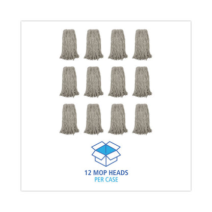 Premium Cut-End Wet Mop Heads, Cotton, 20 oz, White, 12/Carton