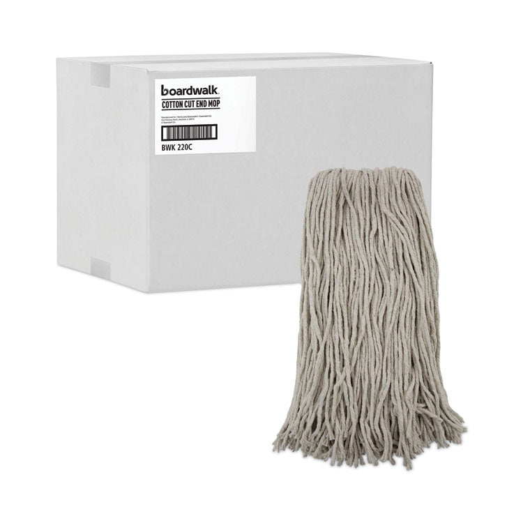 Premium Cut-End Wet Mop Heads, Cotton, 20 oz, White, 12/Carton
