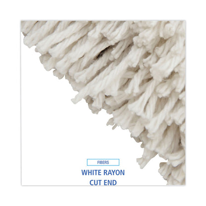 Premium Cut-End Wet Mop Heads, Rayon, 24 oz, White, 12/Carton