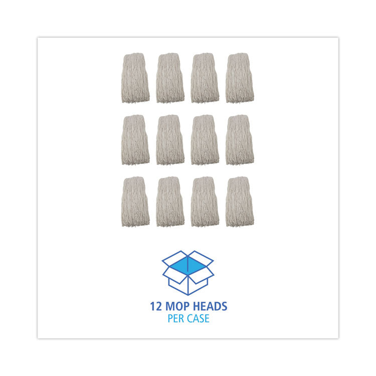 Premium Cut-End Wet Mop Heads, Rayon, 24 oz, White, 12/Carton