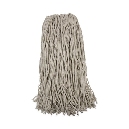 Mop Head, Premium Standard Head, Cotton Fiber, 32 oz, White, 12/Carton
