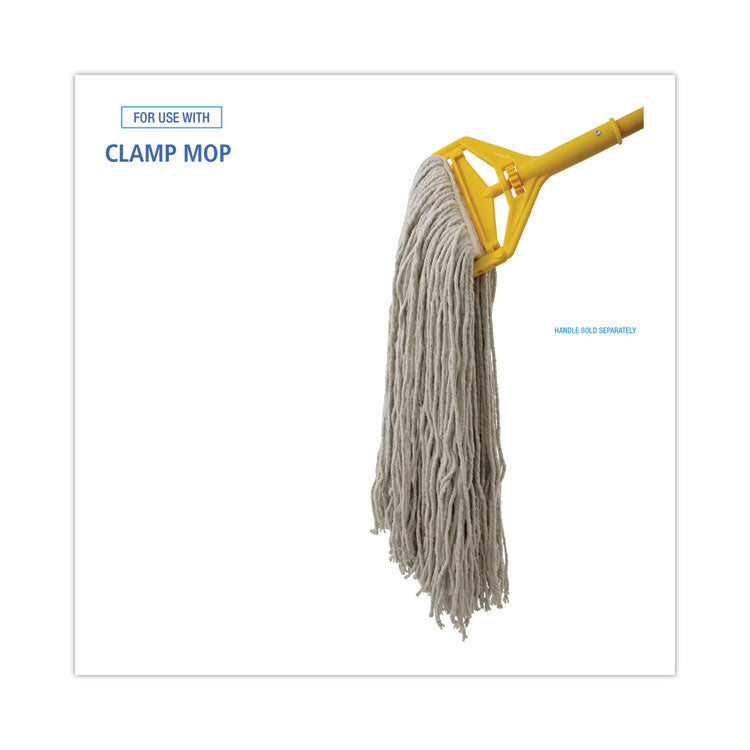 Mop Head, Premium Standard Head, Cotton Fiber, 32 oz, White, 12/Carton