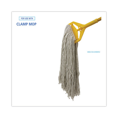 Mop Head, Premium Standard Head, Cotton Fiber, 32 oz, White, 12/Carton