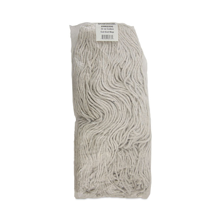 Mop Head, Premium Standard Head, Cotton Fiber, 32 oz, White, 12/Carton