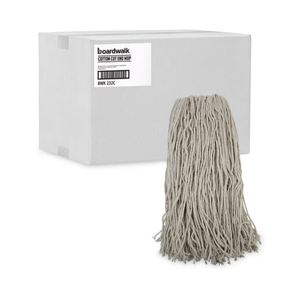 Mop Head, Premium Standard Head, Cotton Fiber, 32 oz, White, 12/Carton