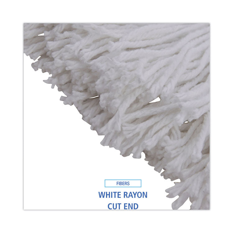 Mop Head, Premium Standard Head, Rayon Fiber, 32 oz, White, 12/Carton