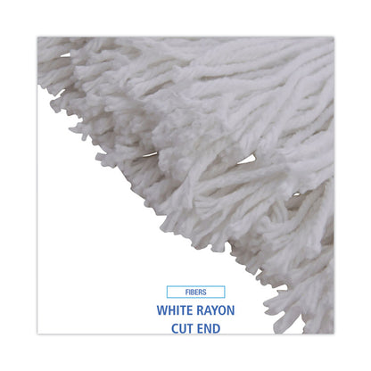 Mop Head, Premium Standard Head, Rayon Fiber, 32 oz, White, 12/Carton