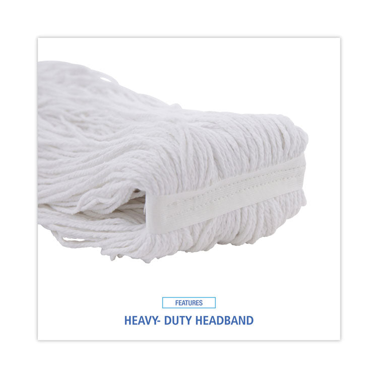 Mop Head, Premium Standard Head, Rayon Fiber, 32 oz, White, 12/Carton