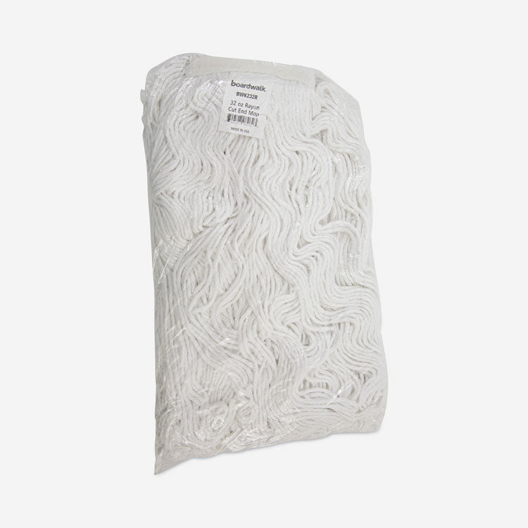 Mop Head, Premium Standard Head, Rayon Fiber, 32 oz, White, 12/Carton