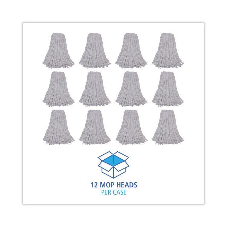 Mop Head, Premium Standard Head, Rayon Fiber, 32 oz, White, 12/Carton