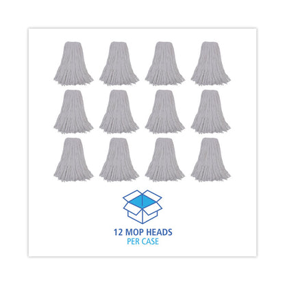 Mop Head, Premium Standard Head, Rayon Fiber, 32 oz, White, 12/Carton
