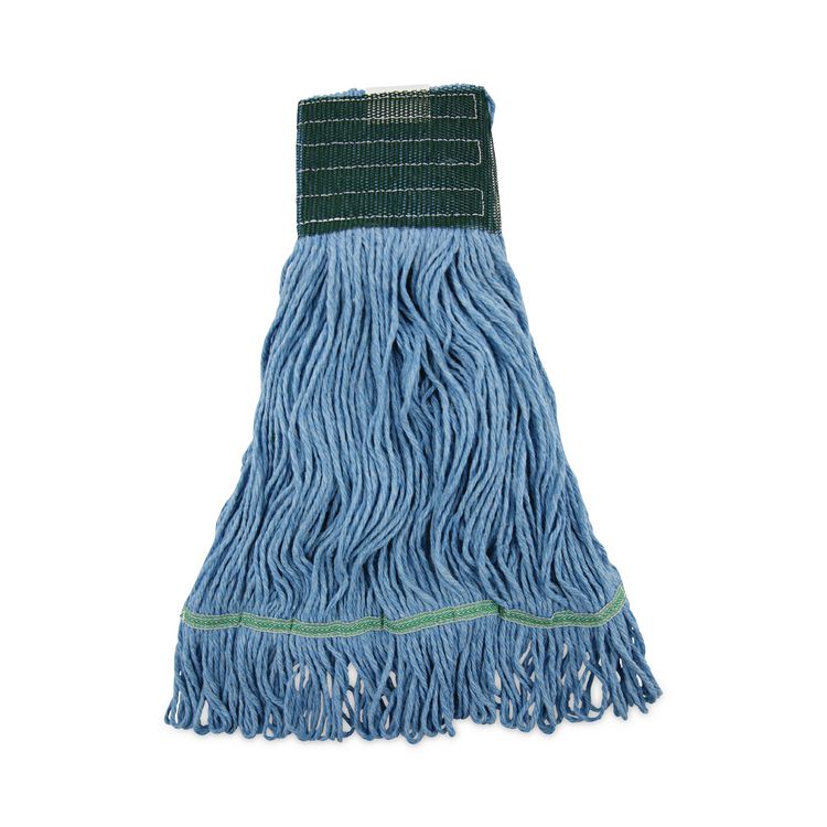 Mop Head, Premium Standard Head, Cotton/Synthetic Fiber, Medium, Blue, 12/Carton