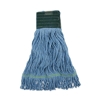 Mop Head, Premium Standard Head, Cotton/Synthetic Fiber, Medium, Blue, 12/Carton