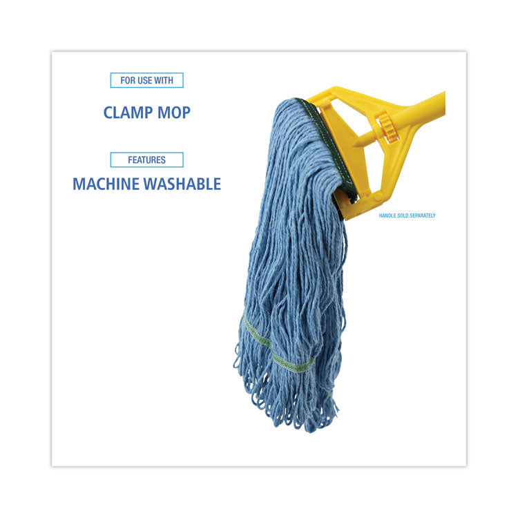 Mop Head, Premium Standard Head, Cotton/Synthetic Fiber, Medium, Blue, 12/Carton