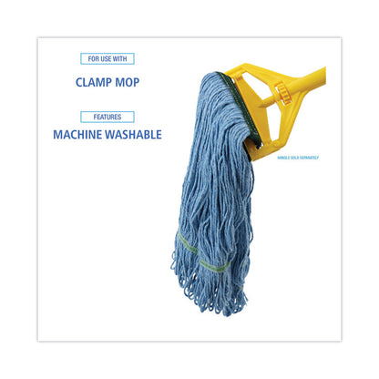Mop Head, Premium Standard Head, Cotton/Synthetic Fiber, Medium, Blue, 12/Carton