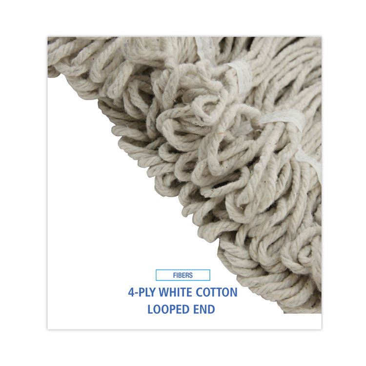 Pro Loop Web/Tailband Wet Mop Head, Cotton, 24 oz, White, 12/Carton
