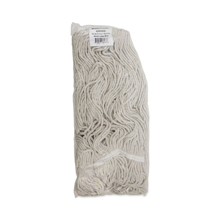 Pro Loop Web/Tailband Wet Mop Head, Cotton, 24 oz, White, 12/Carton