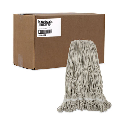 Pro Loop Web/Tailband Wet Mop Head, Cotton, 24 oz, White, 12/Carton