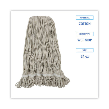 Pro Loop Web/Tailband Wet Mop Head, Cotton, 24 oz., White