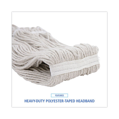 Pro Loop Web/Tailband Wet Mop Head, Cotton, 24 oz., White