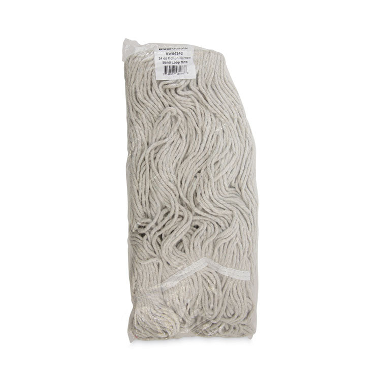 Pro Loop Web/Tailband Wet Mop Head, Cotton, 24 oz., White