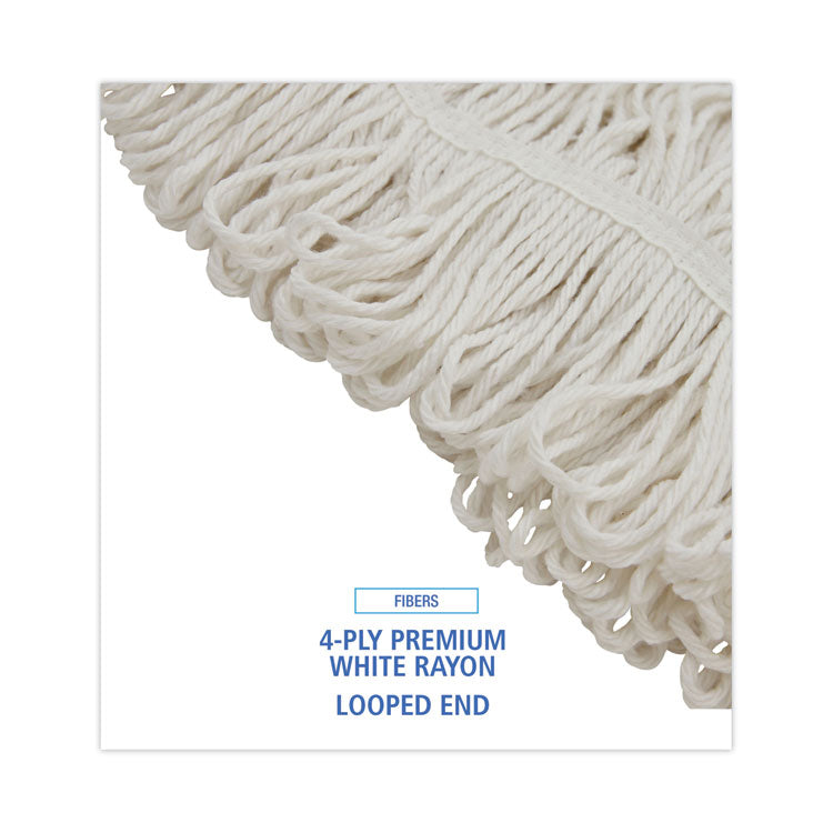Pro Loop Web/Tailband Wet Mop Head, Rayon, 24 oz, White, 12/Carton