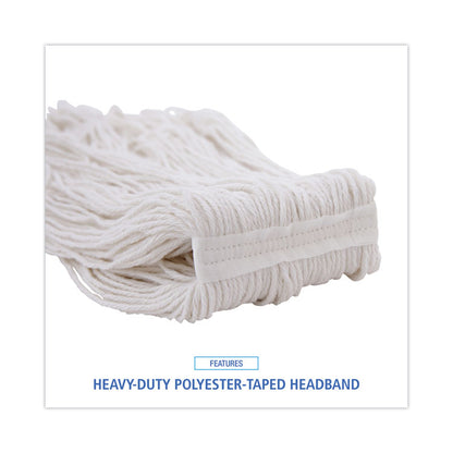 Pro Loop Web/Tailband Wet Mop Head, Rayon, 24 oz, White, 12/Carton