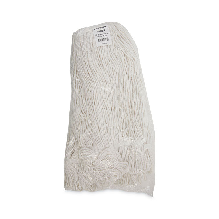 Pro Loop Web/Tailband Wet Mop Head, Rayon, 24 oz, White, 12/Carton